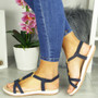 ZOLIE Navy Strappy Elastic Summer Sandals  