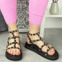 FAYA Black Gladiator Sandals Flats Shoes 