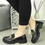 CORALINE Black Loafers Heel Comfy Slip Shoes