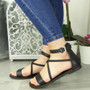 KELCI Black Gladiators Sandals Strappy Shoes  