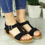 CALISTA Black Buckle Summer Soft Sole Sandals