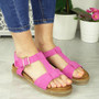 CALISTA Fuchsia Buckle Summer Soft Sole Sandals