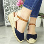 PRINCESS Navy Hessian Buckle Closed Toe Sandals