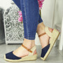 PRINCESS Navy Hessian Buckle Closed Toe Sandals