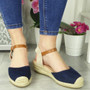 PRINCESS Navy Hessian Buckle Closed Toe Sandals