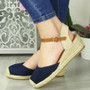 PRINCESS Navy Hessian Buckle Closed Toe Sandals