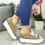 STACY Brown Canvas Platform Lace Up Casual Boots