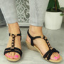 MADDI Black Summer Slingback  Wedges Sandals