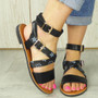 LYLIA Black Summer Ankle Strap Sandals 