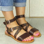 LYLIA Brown Summer Ankle Strap Sandals 