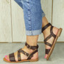 LYLIA Brown Summer Ankle Strap Sandals 