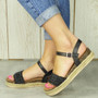 MITZI Black Strappy Hessian Buckle Sandals 