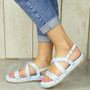 NILANI Blue Flatform Strappy Buckle Sandals 