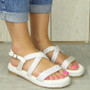 NILANI White Flatform Strappy Buckle Sandals 