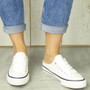 TSION White Trainers Canvas Plimsole Sneakers