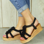 FARIA Black Strappy Wedges Platform Sandals 