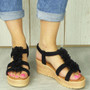 FARIA Black Strappy Wedges Platform Sandals 