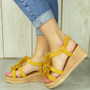 FARIA Yellow Strappy Wedges Platform Sandals 