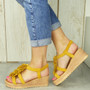 FARIA Yellow Strappy Wedges Platform Sandals 