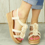 FARIA Beige Strappy Wedges Platform Sandals 