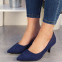 URVI Blue Court Pointed Kitten Heel Shoes