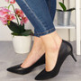 KATARINA Black Pointed Casual Stiletto Heels 