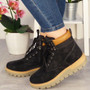 SALMA Black Hi-Top Casual Lace Up Ankle Boots 