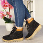 SALMA Black Hi-Top Casual Lace Up Ankle Boots 