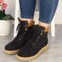 SALMA Black Hi-Top Casual Lace Up Ankle Boots 