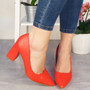  ATIYA Red Court Block Heel Office Shoes 