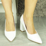 ATIYA White Court Block Heel Office Shoes 