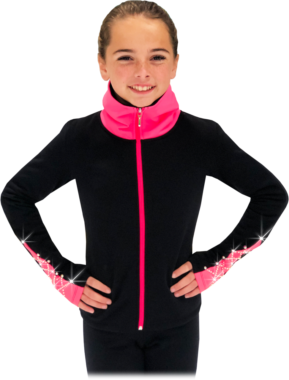 Chloe Noel JS883P Contract Elite Polartec Spiral Fleece Figure Skating Jacket with Crystals