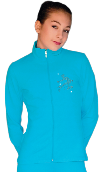 ChloeNoel JT811 Solid  Fleece Fitted  Elite Figure Skating Jacket w/ Mini Sit Spin Crystals Combination ChloeNoel JT811 Solid  Fleece Fitted  Elite Figure Skating Jacket w/ Mini Sit Spin Crystals Combination