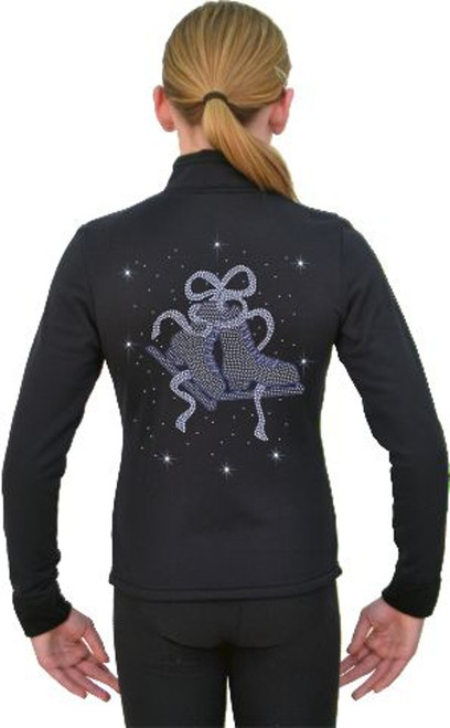 J11 Solid Polar Fleece Fitted Figure Skating Jacket w/ Skate/Ribbon Blue Sapph  Crystals J11 Solid Polar Fleece Fitted Figure Skating Jacket w/ Skate/Ribbon Blue Sapph  Crystals