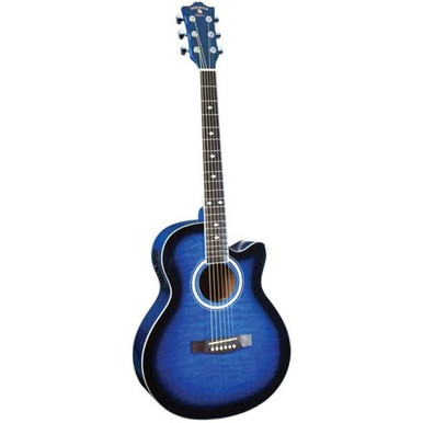 Indiana MAD-QTBL Indiana Madison Elite Guitar, Quilt Blue Spruce Top, Mahogany Back & Sides