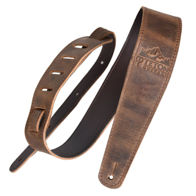 Teton T-LBR Classic Leather Guitar Strap, Brown