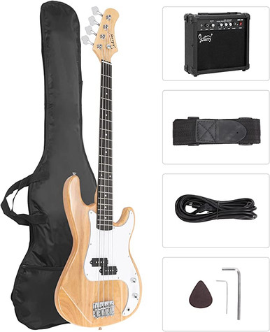 GLARRY Full Size Electric Bass Guitar Beginner Starter Kit