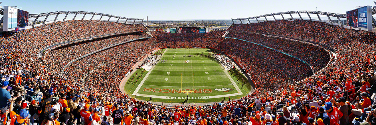 Denver Broncos Empower Field End Zone Panoramic Picture - Mile High Stadium  NFL Fan Cave Decor