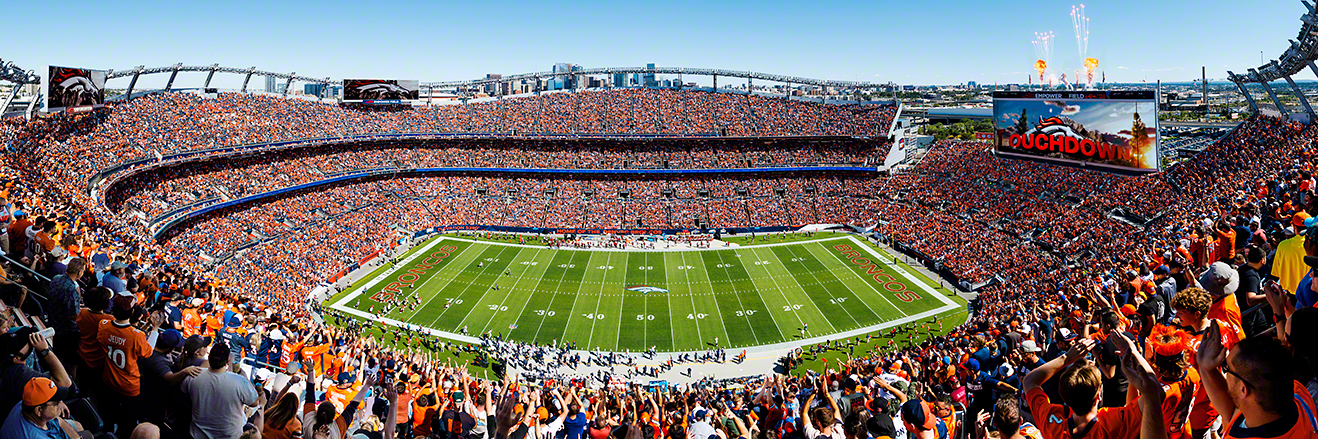 Denver Broncos Empower Field End Zone Panoramic Picture - Mile High Stadium  NFL Fan Cave Decor