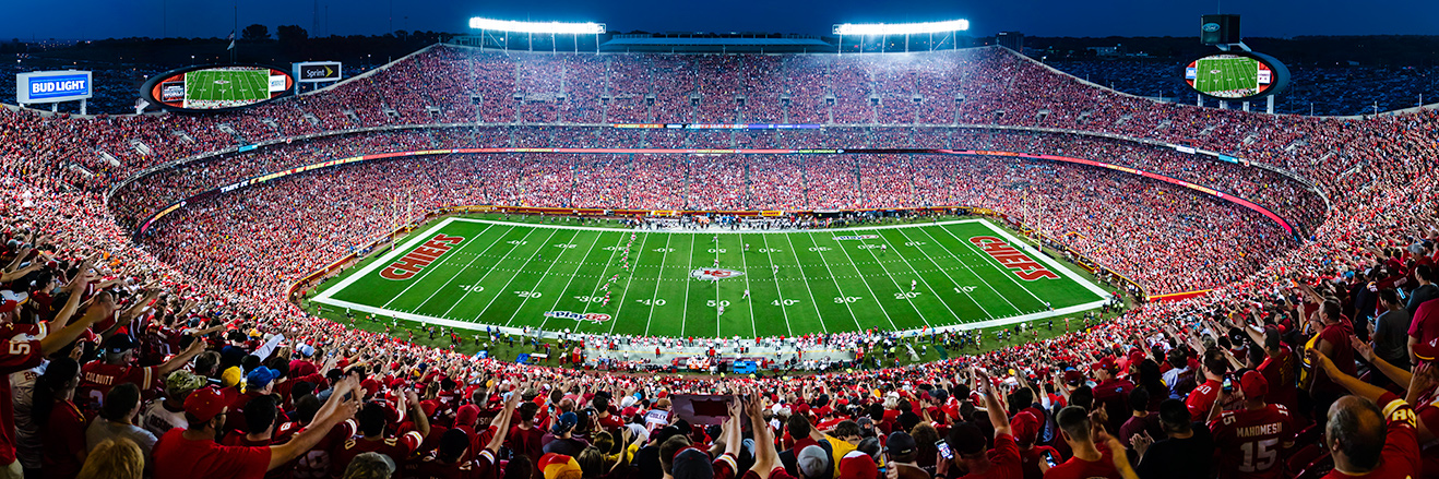 Kansas City Chiefs Oversized NFL Panorama - Arrowhead Stadium at Night