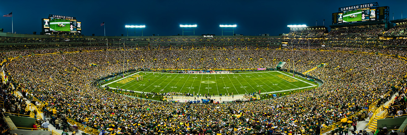 Green Bay Packers Oversized NFL Panorama - Lambeau Field at Night