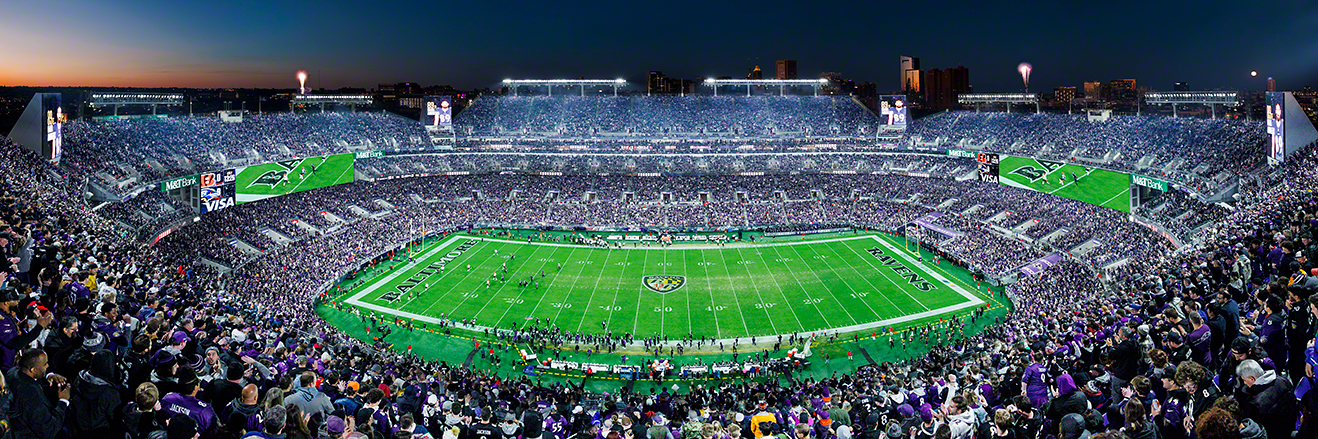 Baltimore Ravens Football Night Game Panoramic Art Print