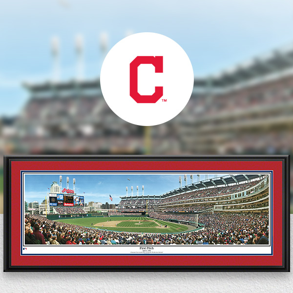 Cleveland Indians MLB Baseball Framed Panoramic Fan Cave Decor