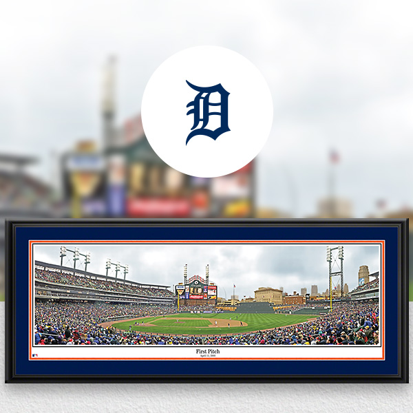 Detroit Tigers MLB Baseball Framed Panoramic Fan Cave Decor