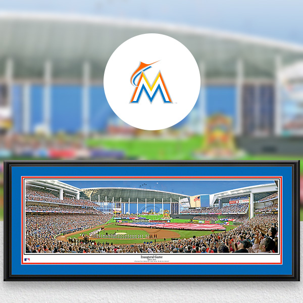 Miami Marlins MLB Baseball Framed Panoramic Fan Cave Decor