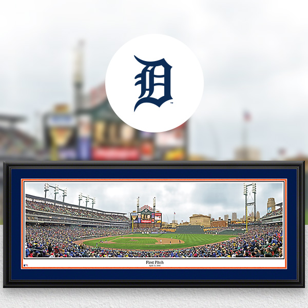 Detroit Tigers MLB Baseball Framed Panoramic Fan Cave Decor