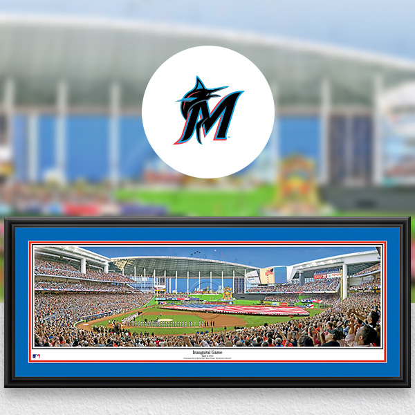 Miami Marlins MLB Baseball Framed Panoramic Fan Cave Decor