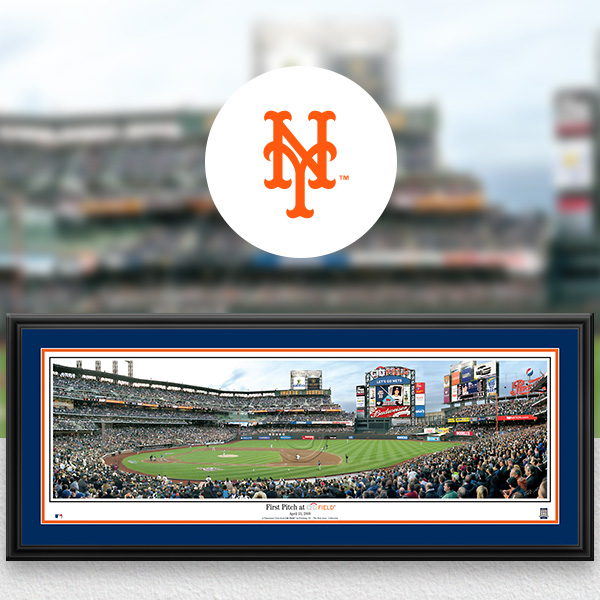 New York Mets MLB Baseball Framed Panoramic Fan Cave Decor