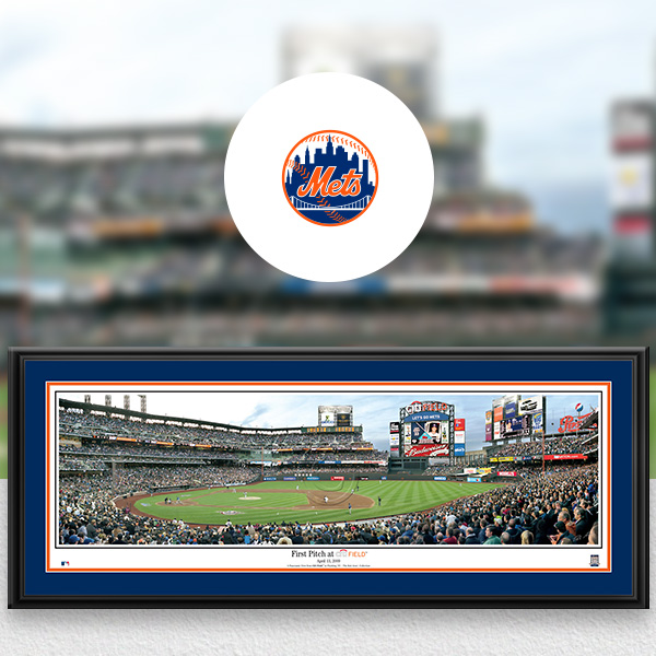 New York Mets MLB Baseball Framed Panoramic Fan Cave Decor