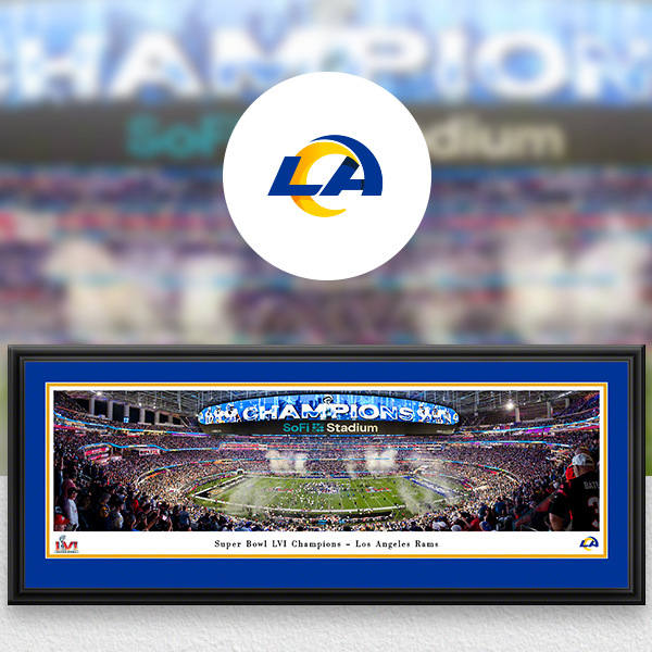 2022 Super Bowl LVI Kickoff Panoramic Poster - Los Angeles Rams